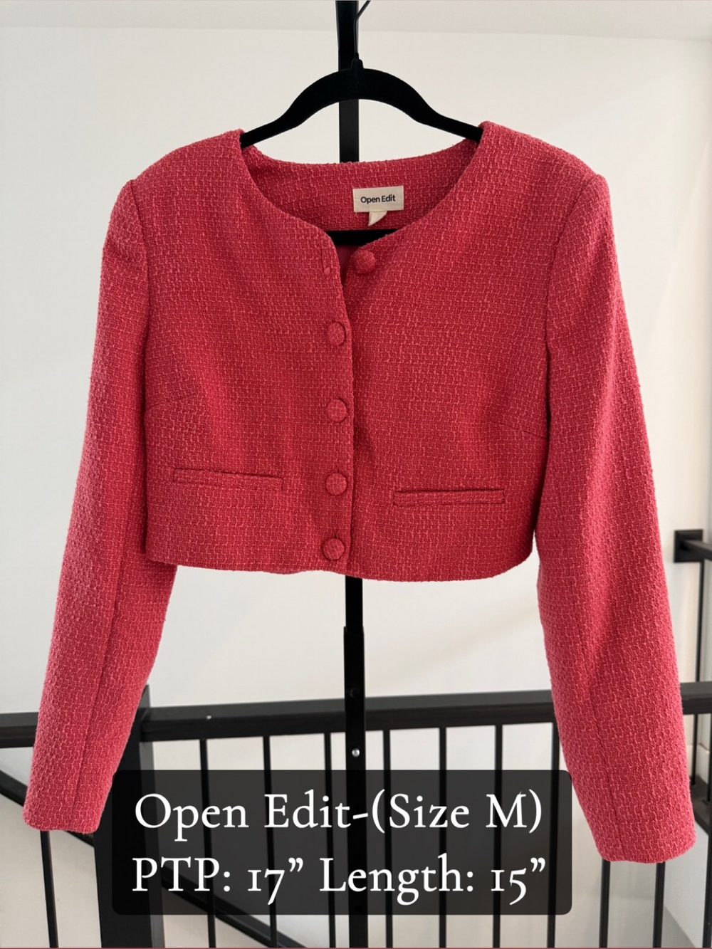 Women's Cropped Pink Tweed Jacket